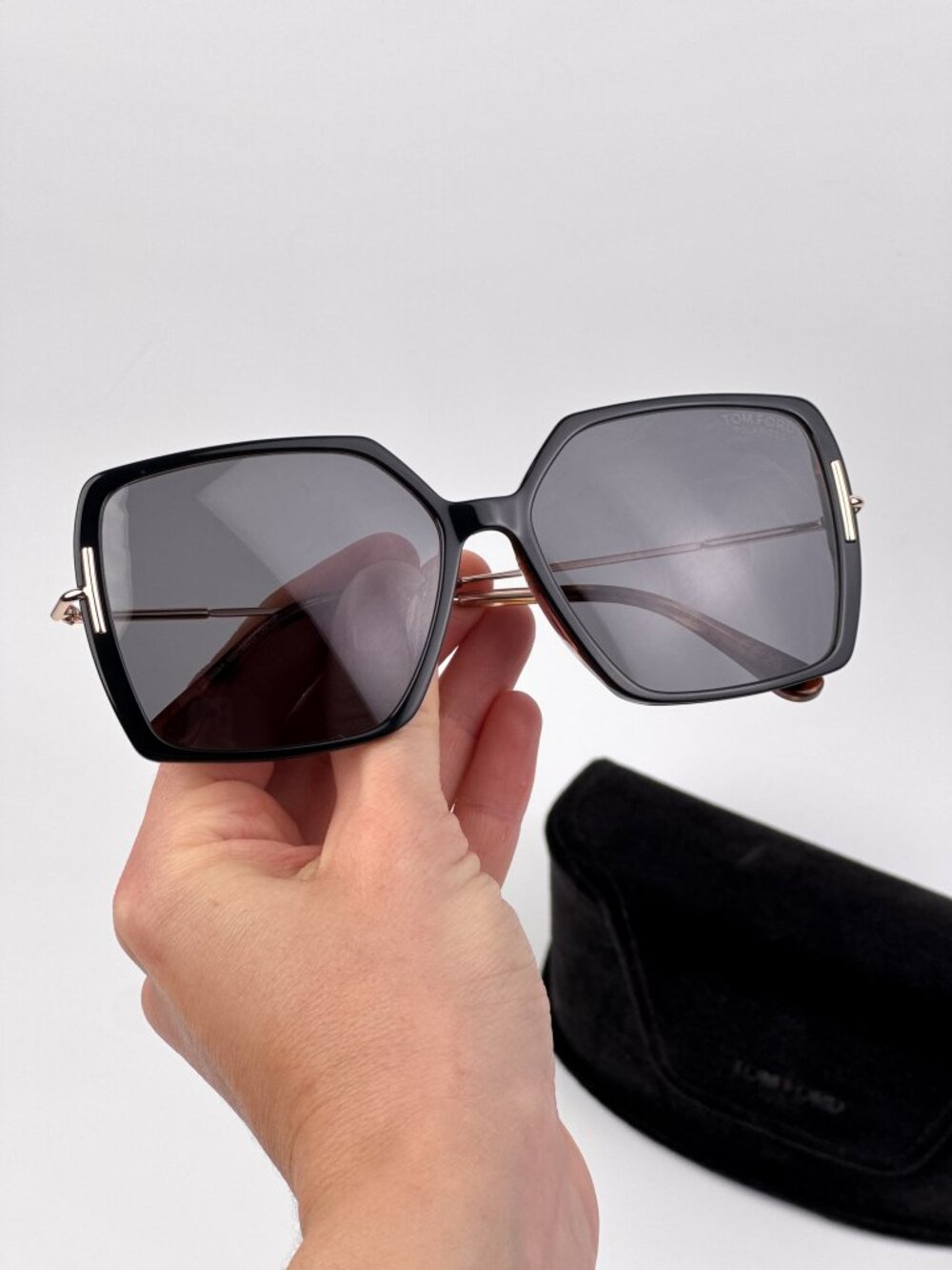 TOM FORD FT1039-F/S 05D BLACK BUTTERFLY SQUARE POLARIZED SUNGLASSES